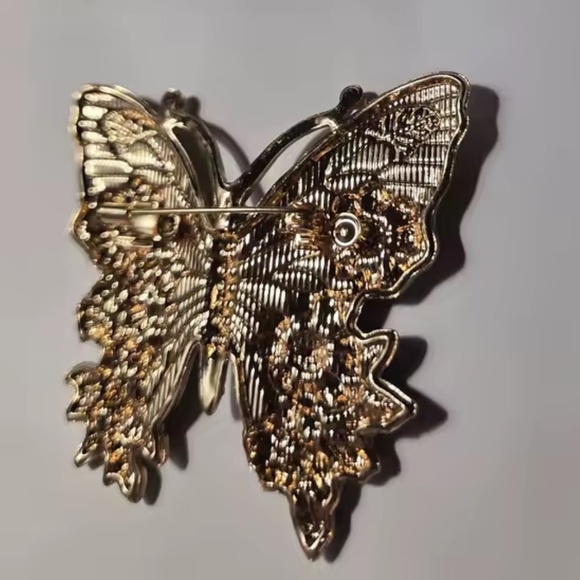 Vintage Butterfly Portofino Gold Blue Brooch - Picture 12 of 13